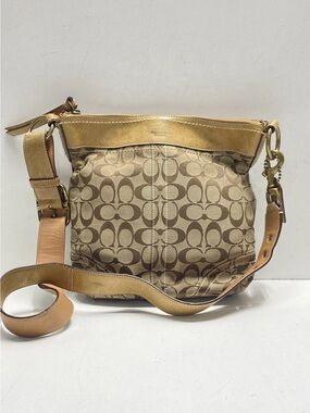 Designer Monogram Crossbody Bag in Beige and Tan